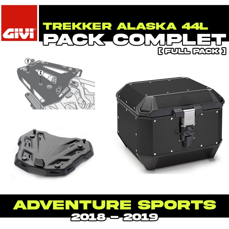 PACK-SR1161-ALA44B : Givi Alaska 44L Topcase-Set Schwarz Honda CRF Africa Twin