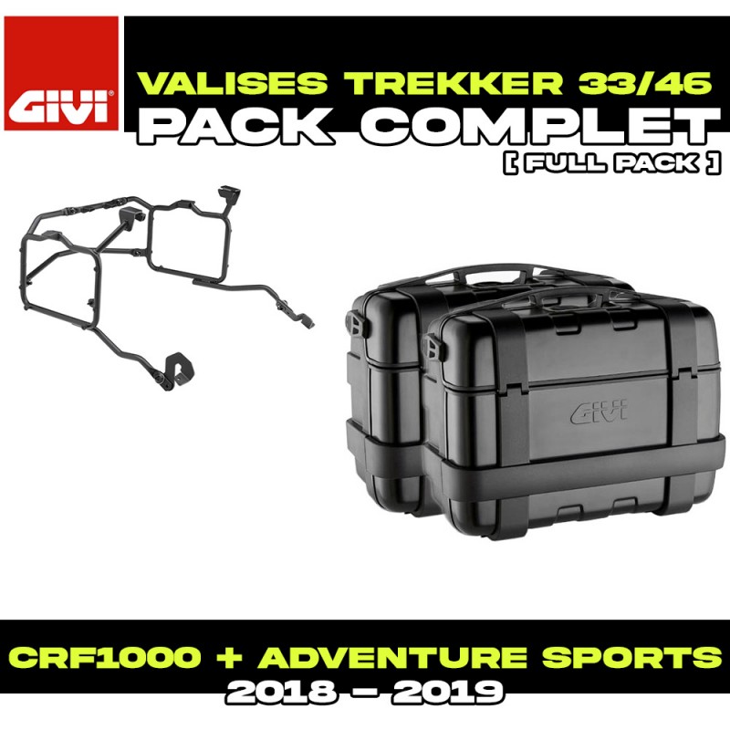 PACK-PLR1161-TRK33/46B : Givi Trekker Seitenkoffer 33/46L Schwarz Honda CRF Africa Twin