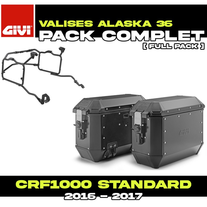 PACK-PLR1144-ALA36BPACK2 : Pack Seitenkoffer Givi Alaska 36L Schwarz Honda CRF Africa Twin