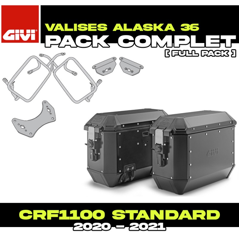 PACK-PLO1179MK-ALA36BPACK2 : Givi Alaska 36L Black Side Cases Pack Honda CRF Africa Twin