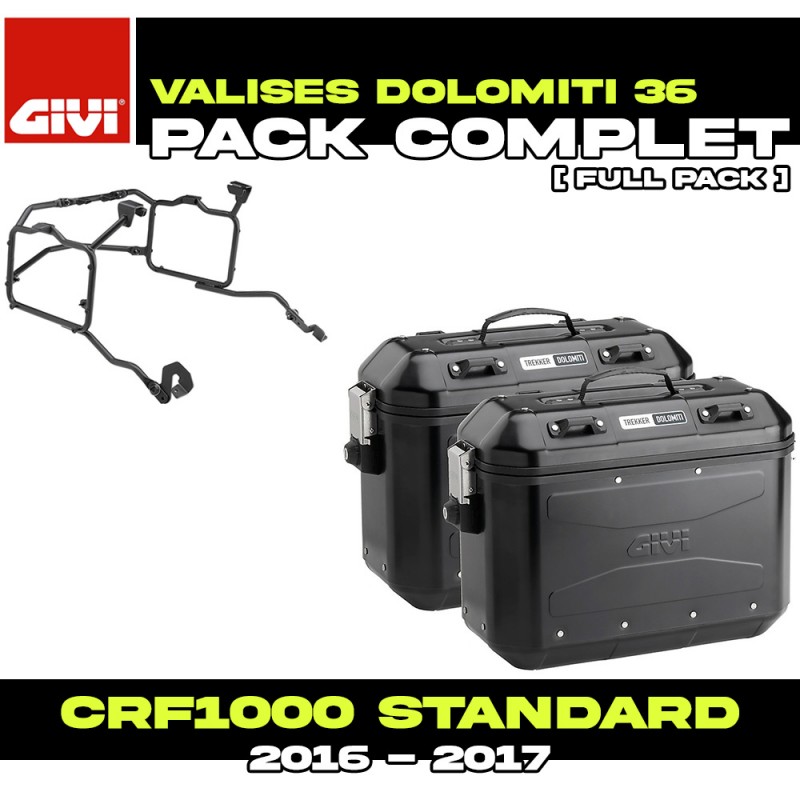 PACK-PLR1144-DLMK36BPACK2 : Givi Dolomiti 36L Black Side Cases Pack Honda CRF Africa Twin