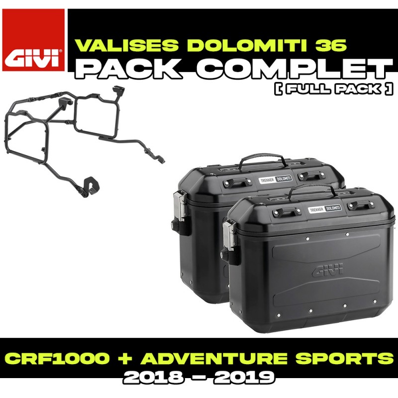 PACK-PLR1161-DLMK36BPACK2 : Pack Maletas laterales Givi Dolomiti 36L Negro Honda CRF Africa Twin