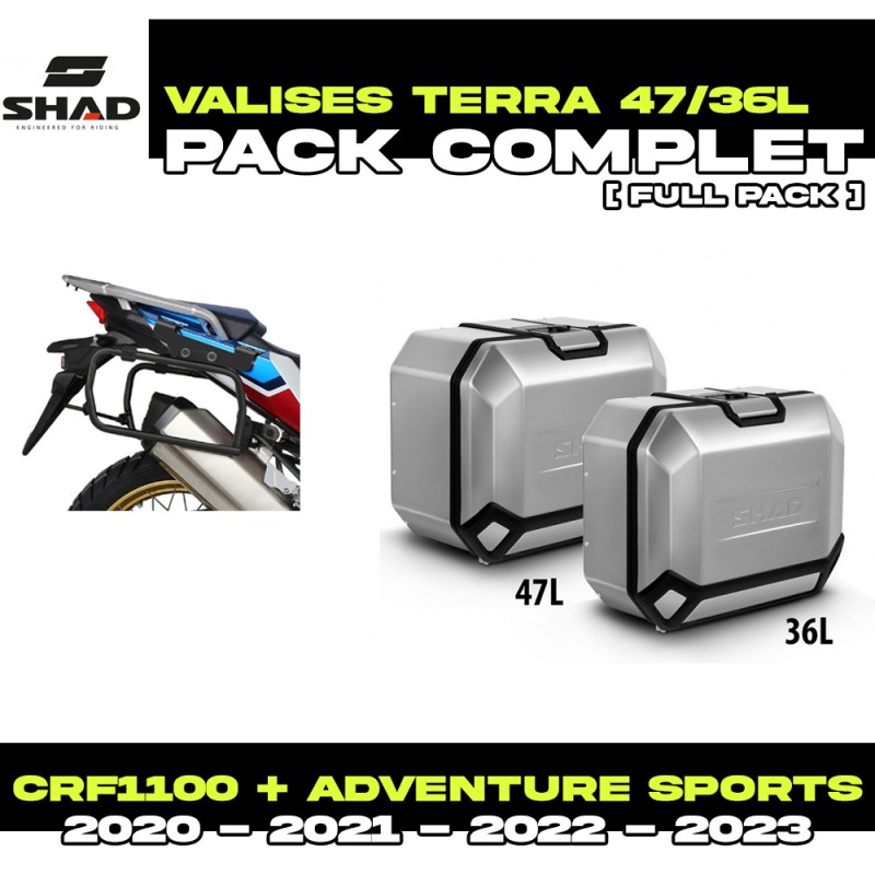 PACK-H0DV104P-D0TR47/36100 : Pack Valigie laterali Shad Terra 47/36L Alluminio Honda CRF Africa Twin