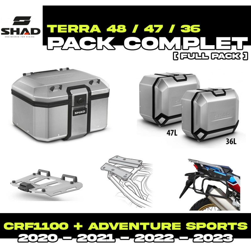 PACK-H0DV10-D0TR48/47/36 : Pacchetto Bagalaggio Shad Terra 48/47/36L Alluminio Honda CRF Africa Twin