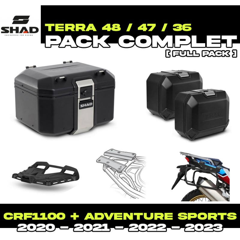 PACK-H0DV10-D0TR48/47/36B : Kit Bagagli Shad Terra 48/47/36L Nero Honda CRF Africa Twin