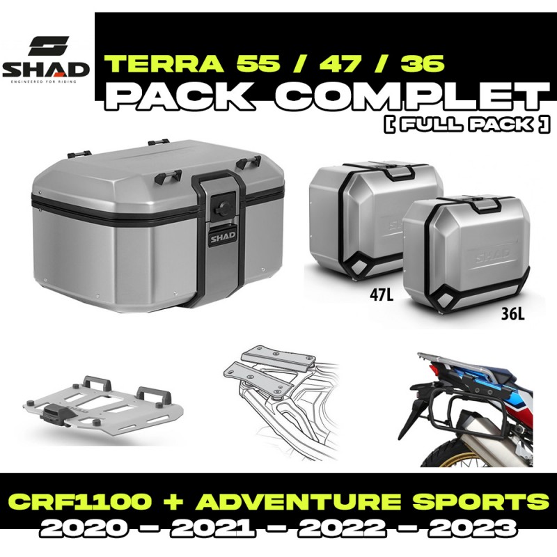 PACK-H0DV10-D0TR55/47/36 : Pack Bagagli Shad Terra 55/47/36L Alluminio Honda CRF Africa Twin