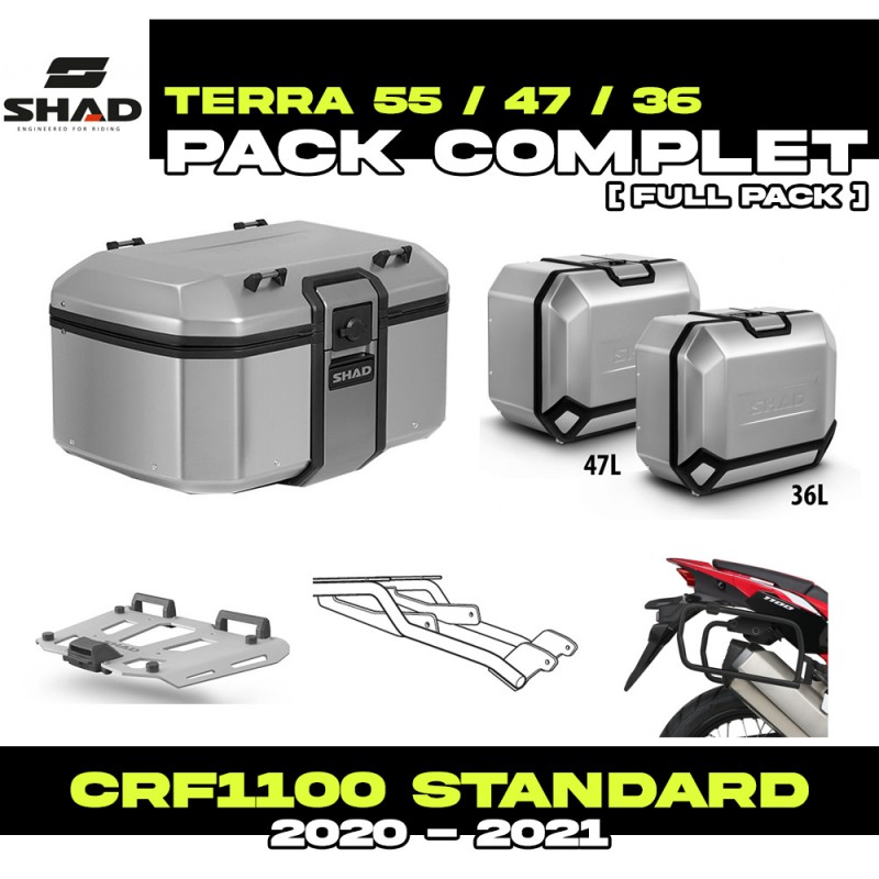 PACK-H0CR10-D0TR55/47/36 : Pack Bagagli Shad Terra 55/47/36L Alluminio Honda CRF Africa Twin