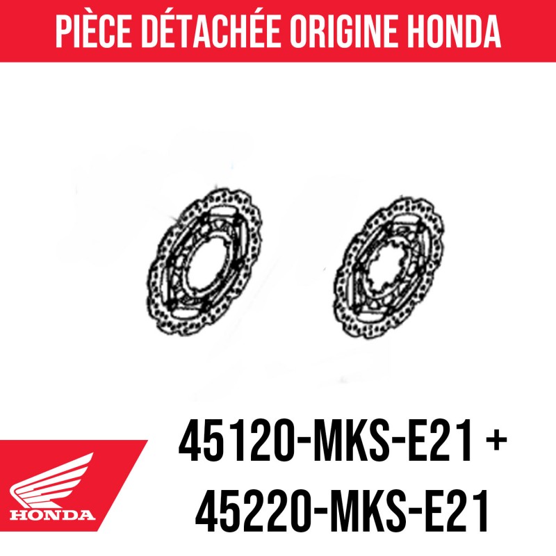 45120-MKS-E21 + 45220-MKS-E21 : Discos de freno delanteros originales Honda Adventure Sports 2020 Honda CRF Africa Twin