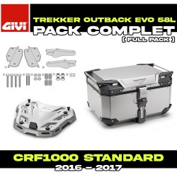 PACK-SR1144-OBKE58A : Pacchetto Top-Case Givi Trekker Outback Evo 58L Alu Honda CRF Africa Twin