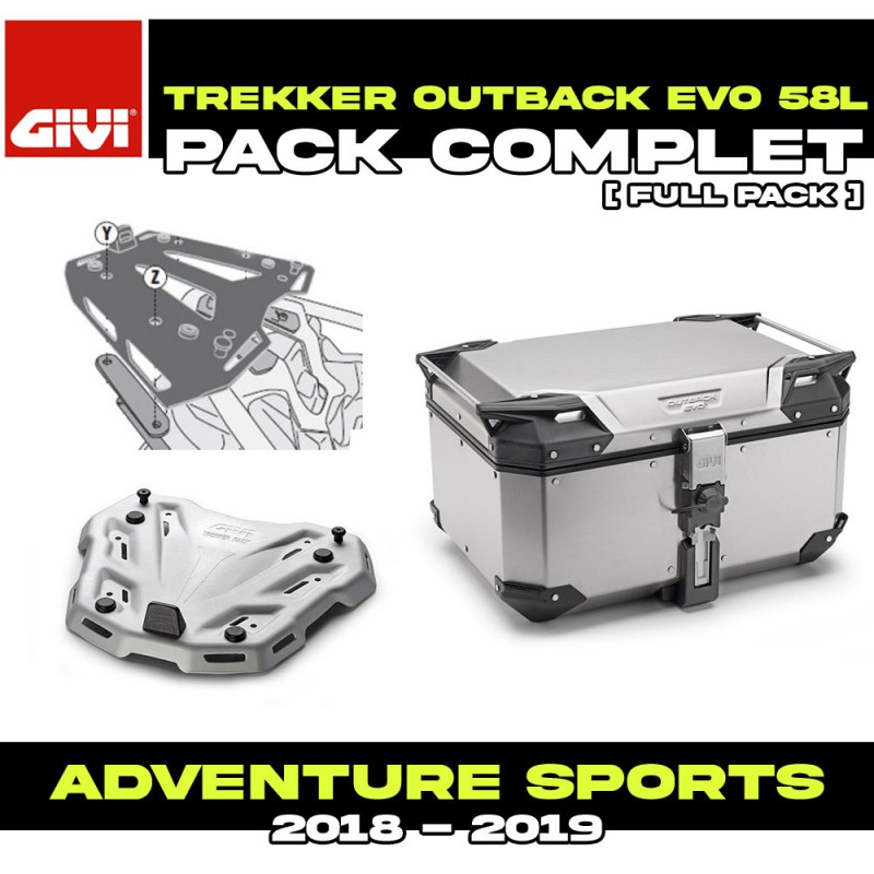 PACK-SR1161-OBKE58A : Givi Trekker Outback Evo 58L Alu Kit Honda CRF Africa Twin