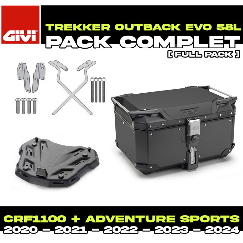 PACK-SR1178-OBKE58B : Givi Trekker Outback Evo 58L Black Kit Honda CRF Africa Twin