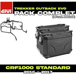 PACK-PL1144CAM-OBKE4837BPACK2 : Pack Valigie laterali Givi Trekker Outback Evo 48/37L Nero Honda CRF Africa Twin