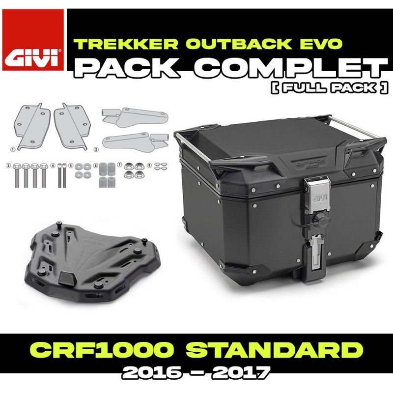 PACK-SR1144-OBKE42B : Pack Top-Case Givi Trekker Outback Evo 42L Noir Honda CRF Africa Twin