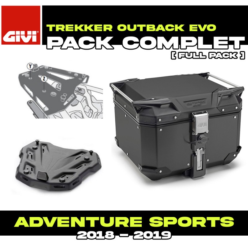 PACK-SR1161-OBKE42B : Pack Top-Case Givi Trekker Outback Evo 42L Noir Honda CRF Africa Twin