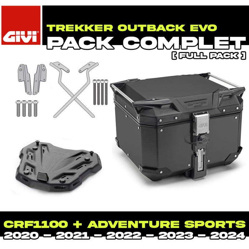 PACK-SR1178-OBKE42B : Pack Top-Case Givi Trekker Outback Evo 42L Noir Honda CRF Africa Twin