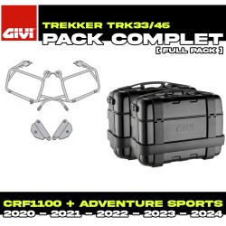 PACK-PLO1178MK-TRK33/46B : Pack Seitenkoffer Givi Trekker 33/46L Schwarz Honda CRF Africa Twin