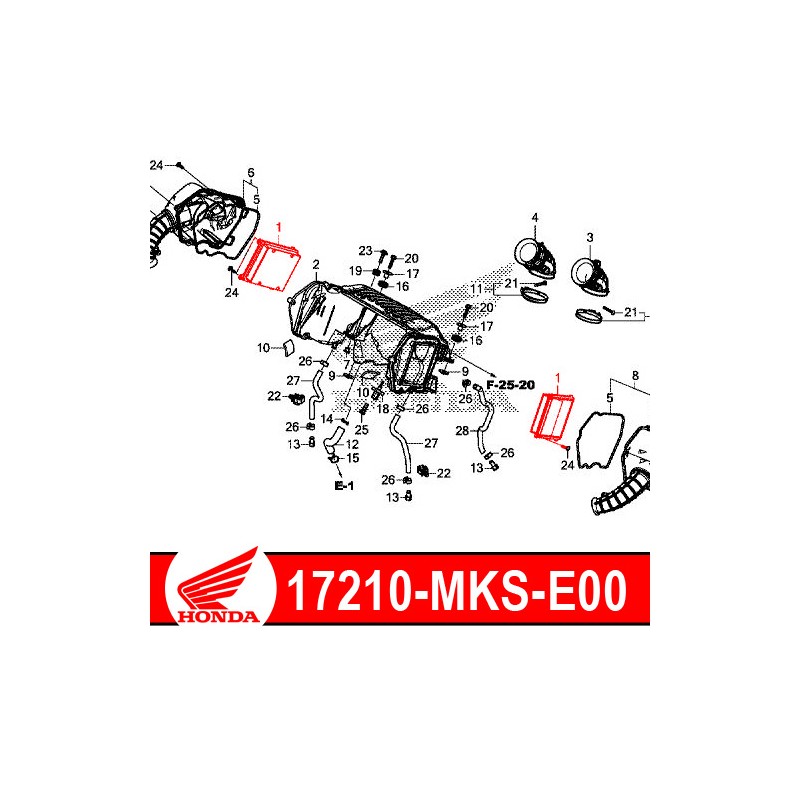 17210-MKS-E00 (x2) : Filtrado de aire original Honda 2020 Honda CRF Africa Twin